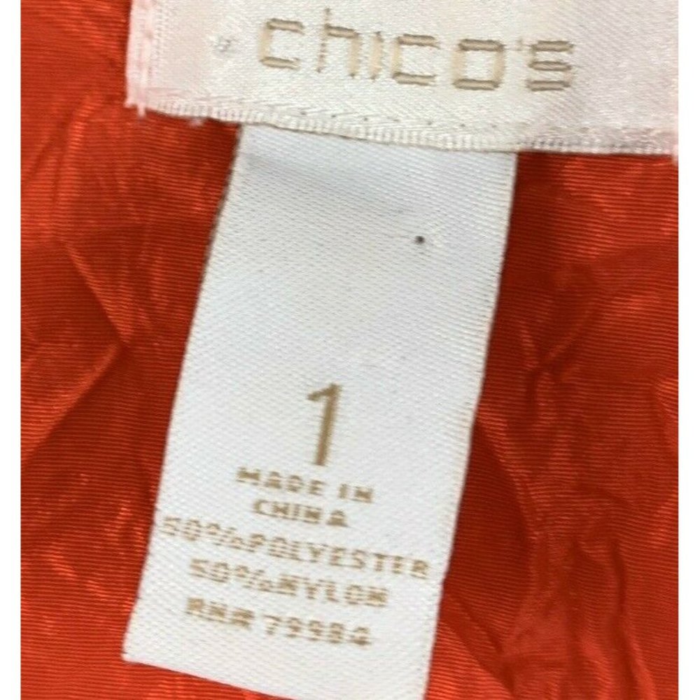 Chicos Crinkle Button Front Jacket Red Orange Cas… - image 2
